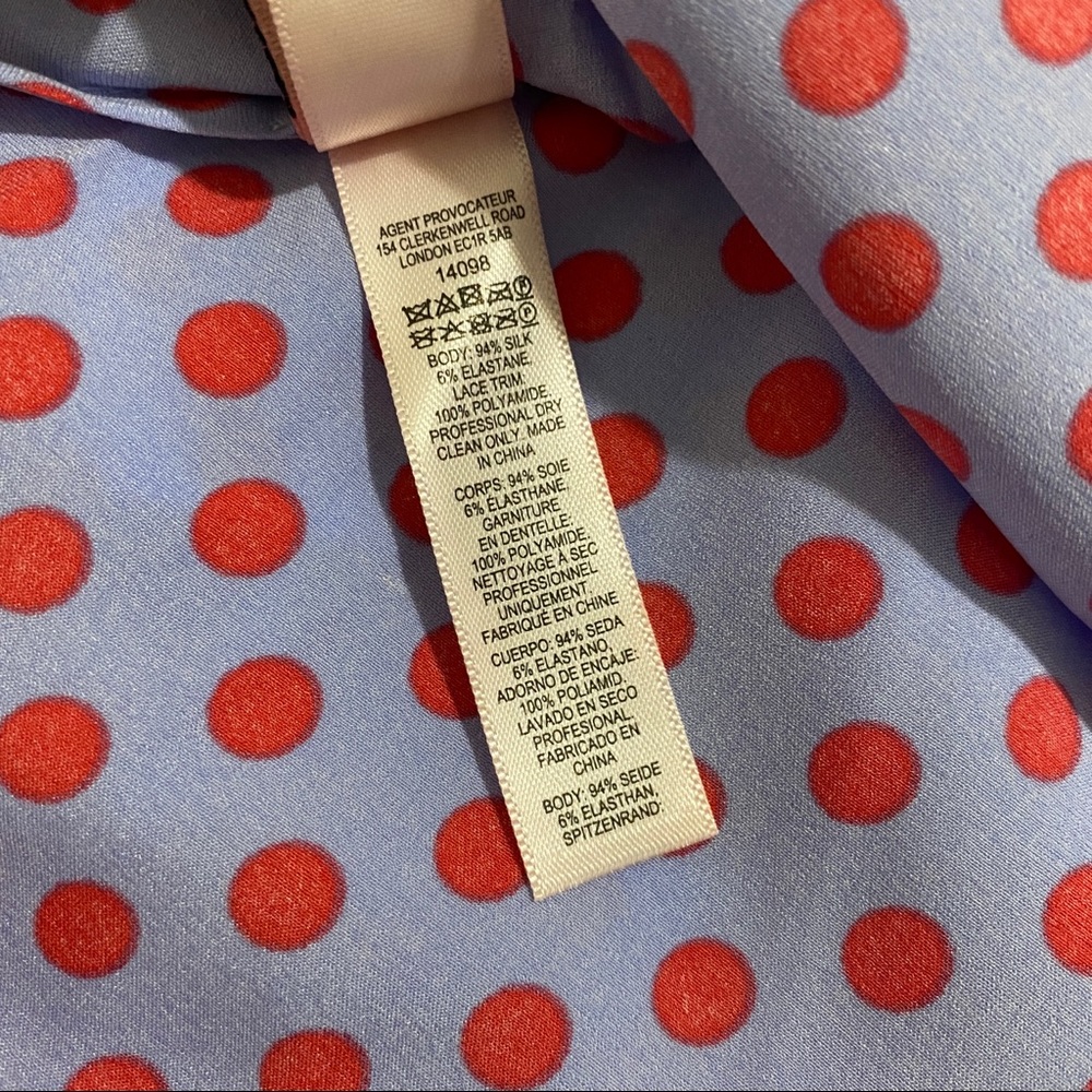 Agent Provocateur Lucie Blue Pink Polka Dot Silk Slip - Picture 7 of 8